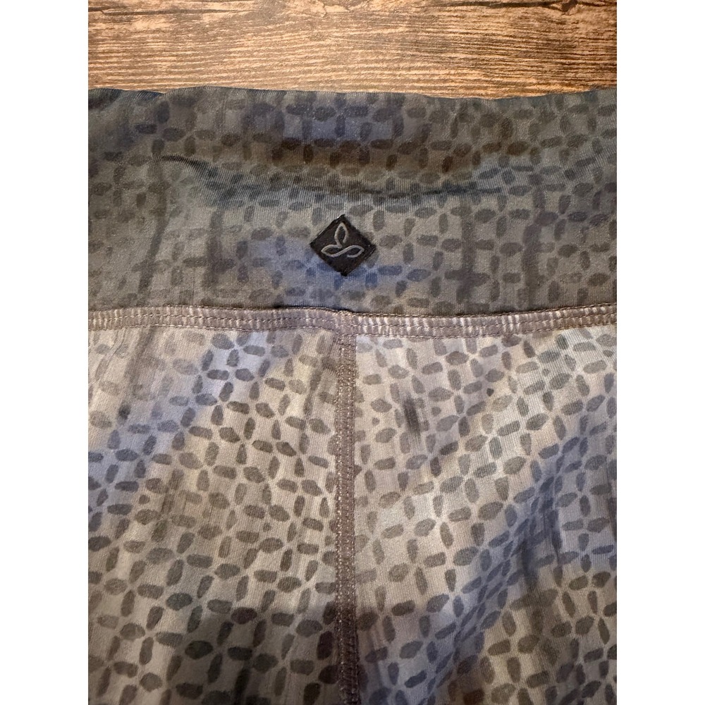 Prana Womens Grey Black Tie Dye Geometric Crop Yoga Leggings Size Large - Picture 8 of 8
